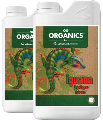 Envase de Organic Iguana Juice Bloom, para la floración.
