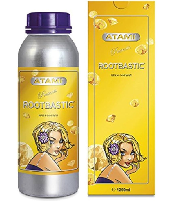Bote de 500ml de Rootbastic y su caja.
