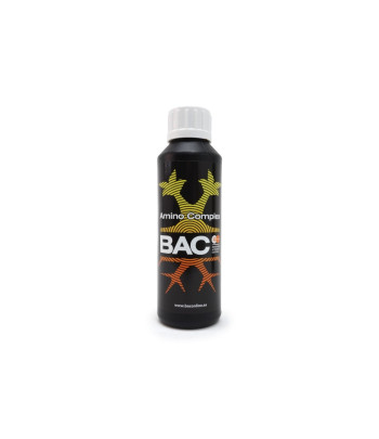 Envase de 250ml de mejorador de suelo Amino 
Complex.