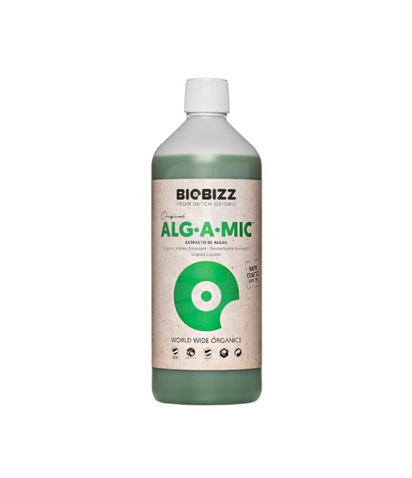 Botella de Alg-A-Mic, potenciador de suelo.