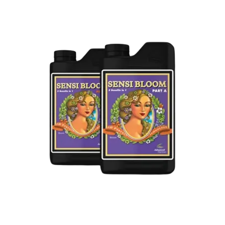 Envases de Sensi Bloom Ph Perfect, parte A y parte B de Advanced Nutrients.