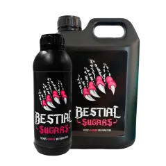 Envases del fertilizante Bestial Sugars de la marca Bestial Nutrients.