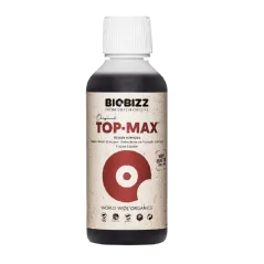 Botella de fertilizante Top Max, para el ciclo floral de las plantas de Biobizz.