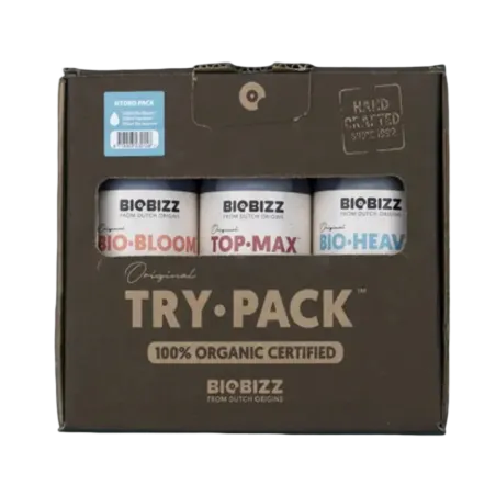 Envase de tres fertilizantes, Try Pack Hydro de Biobizz.
