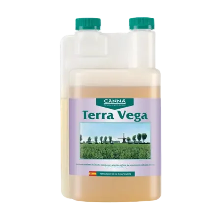 Envase de Terra Vega, para aportar nutrientes en fase vegetativa, de Canna.
