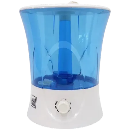 Humidificador azul y blanco, de 8 litros.